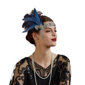 Flapper Headband for Women Blue